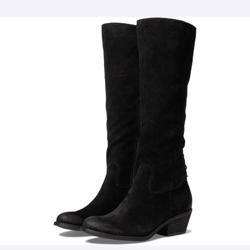 Black waterproof suede Sofft Sharnell heeled lace up tall boots size 10